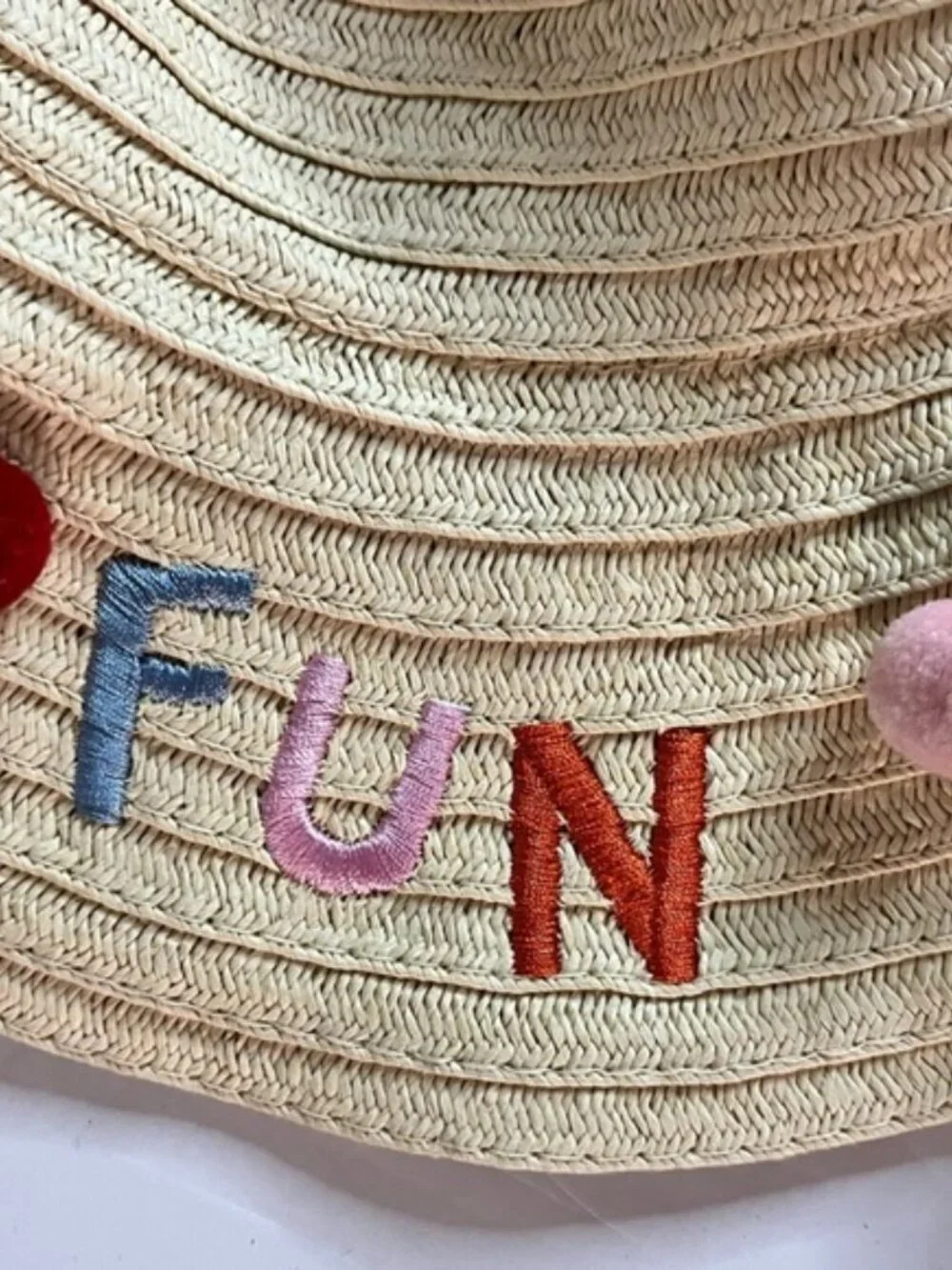 Target Straw Sun Hat with “Fun in the Sun” Embroidery – Women’s Wide Brim
